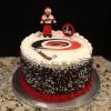 Grooms Cake Charlotte Hurricanes (Serves 40)
Red Velvet Cake with Cream Cheese Filling/ Vanilla ButterCream Frosting 
