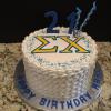 Strawberry Cake
Strawberry Cream Cheese Filling 
Champagne ButterCream Frosting
Sigma Chi Logo