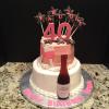 Fabulous at 40!
2 Tier Strawberry And Red Velvet Cake
Vanilla ButterCream Frosting
Decorated With Wine Bottle And Wine Glasses!