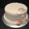 Wedding Anniversary Cake at the Beach  Shells made from fondant/gumpaste.