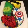 Super Hero Cake!  One Layer Pound Cake with Cream Cheese Frosting!