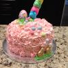 This is a Strawberry Easter Cake with Champagne Frosting.