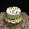 This UNCC graduation cake is a butter almond pound with vanilla buttercream filling and frosting. 